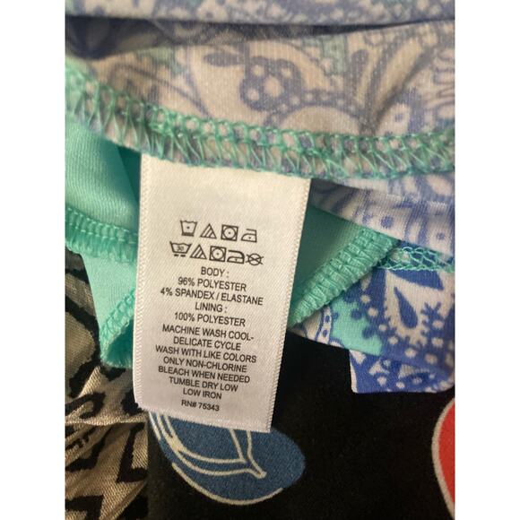 Cynthia Rowley Women's Mini Halter Shift Dress Size M Green Blue Paisley Print - Picture 7 of 7